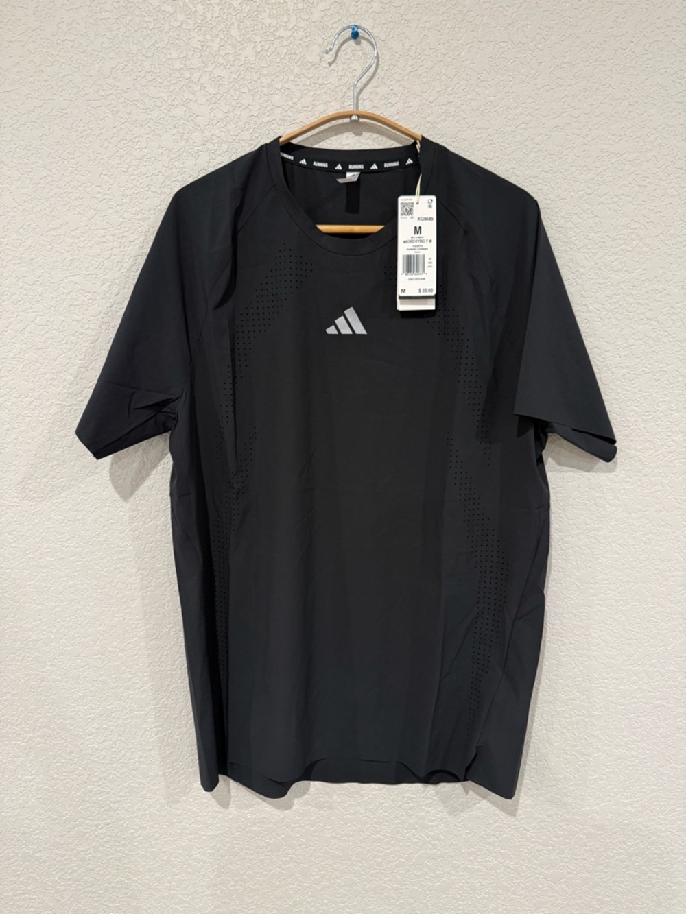 NWT Adidas ADI365 Aspyre Running Short Sleeve T-Shirt Black Size M